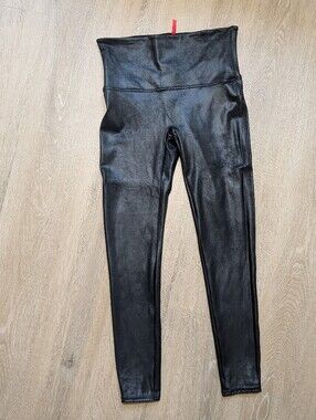 Spanx Black Faux Leather Leggings XL